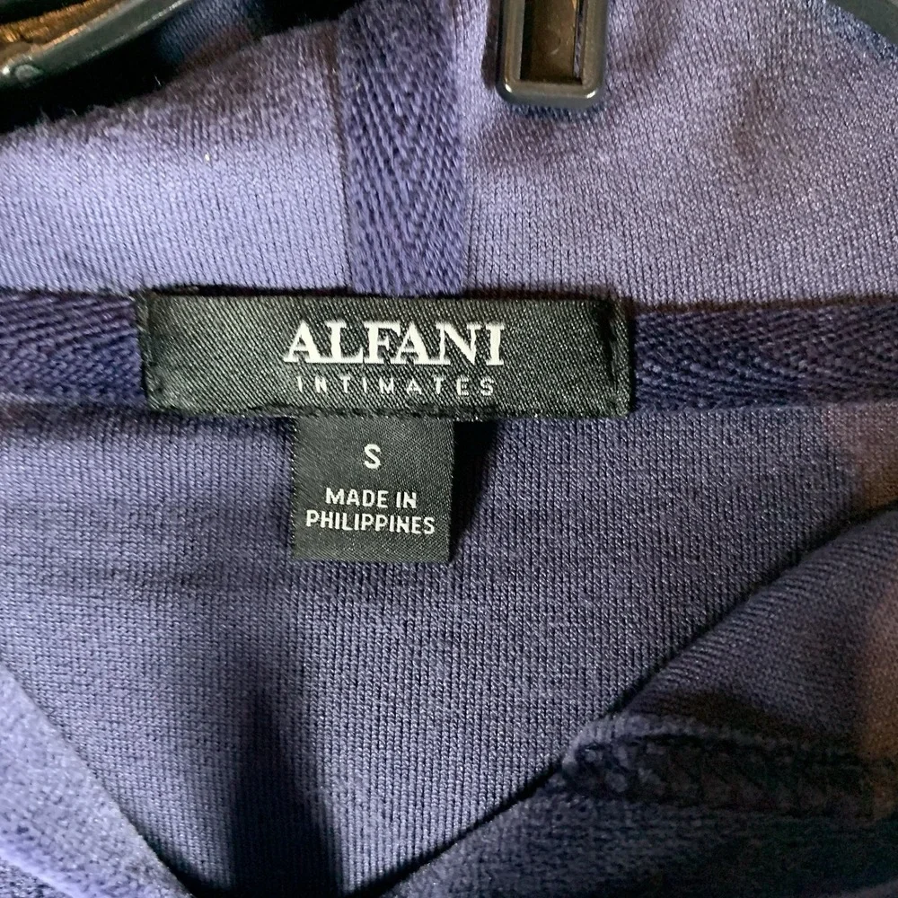 Alfani Intimates Women's Hoodie S Velour Eclipse Blue Soft Stretch‎ Lounge NWT